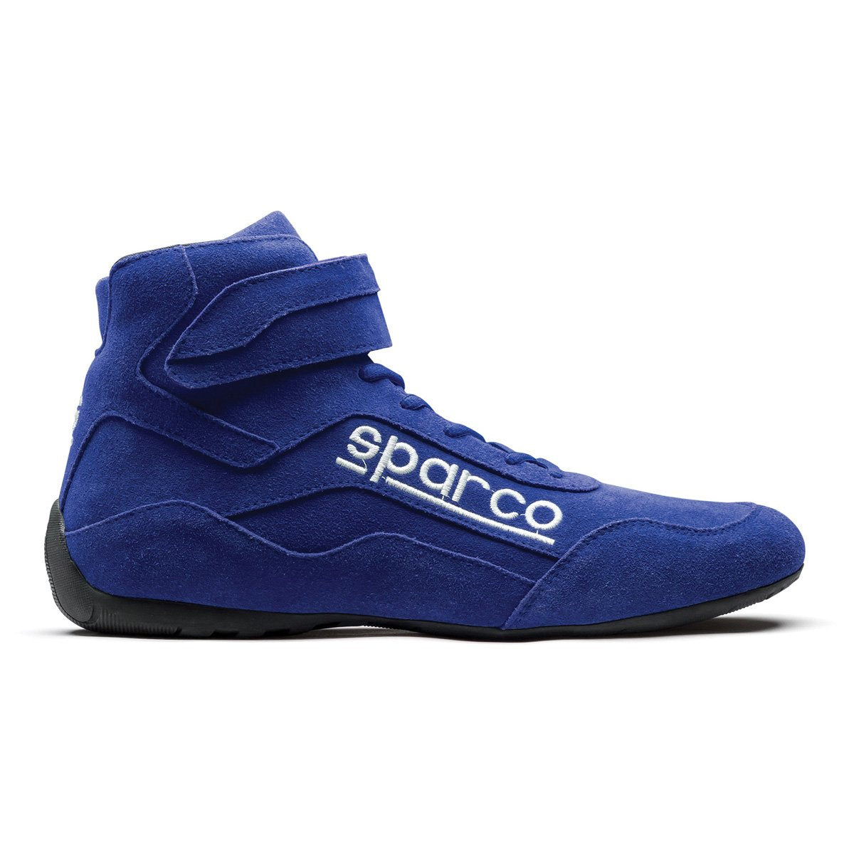 Blue high-top shoe with 'Sparco' branding on a white background