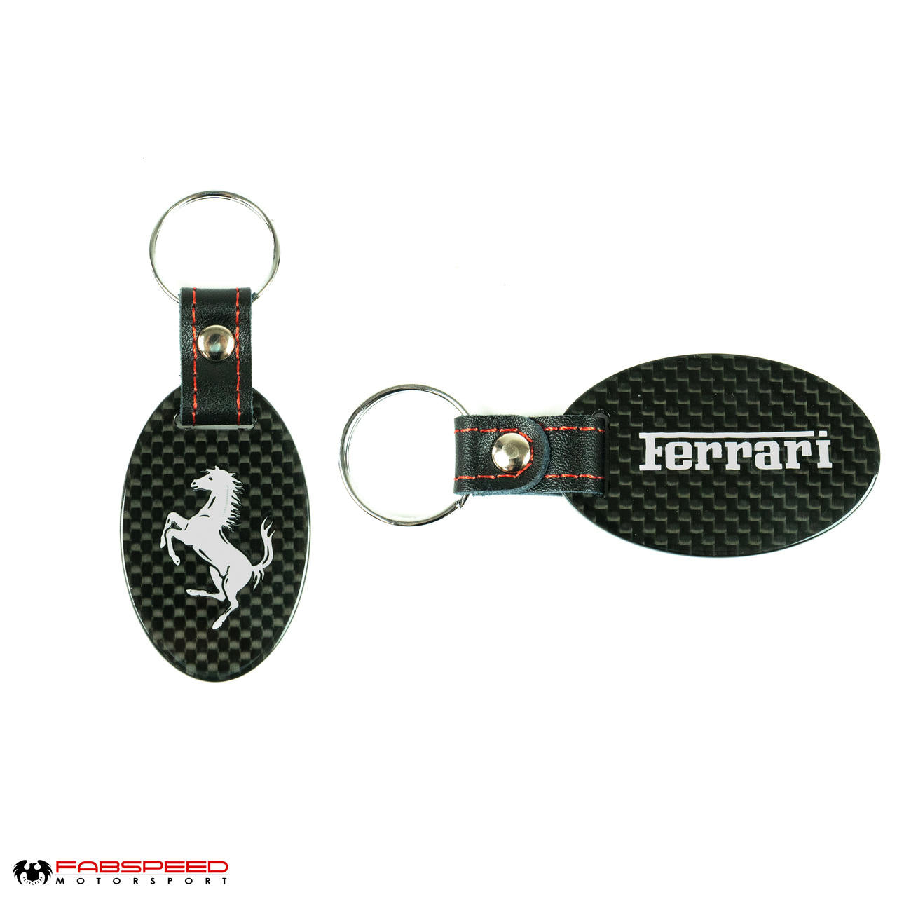 Fabspeed Ferrari Cavallino Silver Carbon Fiber Keyring