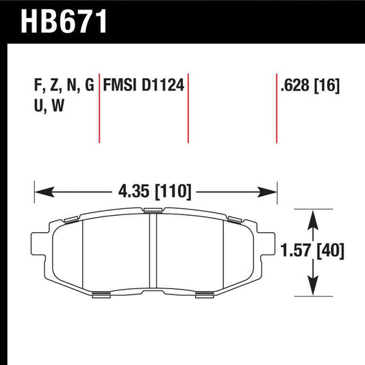 Hawk HB671G.628 Racing Pad - DTC-60 Compound