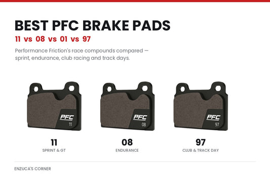 Best PFC brake pads compared - Performance Friction 11, 08, 01 and 97 racing compounds