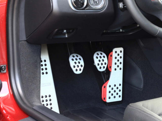 Porsche (991/991.2/981/718) Pedal Set - 3 Piece - PDK - Rubber Grip - - Accepts OEM Dome Decal Crest