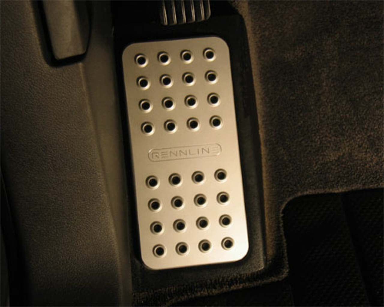 Porsche Aluminum Dead Pedal - Black With Silver Faceplate - Perforated