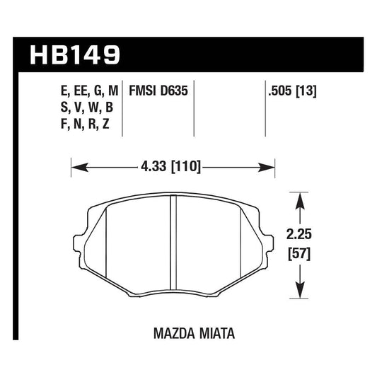 Hawk HB149E.505 Racing Pad - Blue Compound