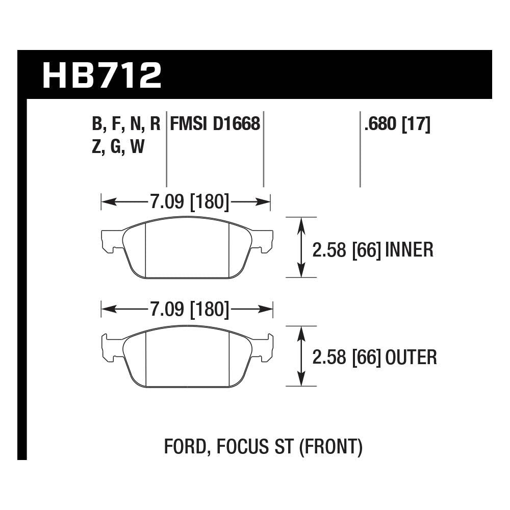 Hawk HB712G.680 Racing Pad - DTC-60 Compound