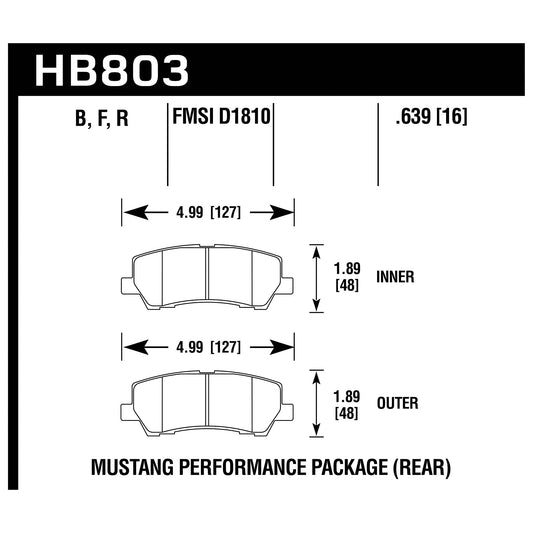 Hawk HPS 5.0 Street Brake Pads | S550/S650 Ford Mustang Rear | HB803B.639