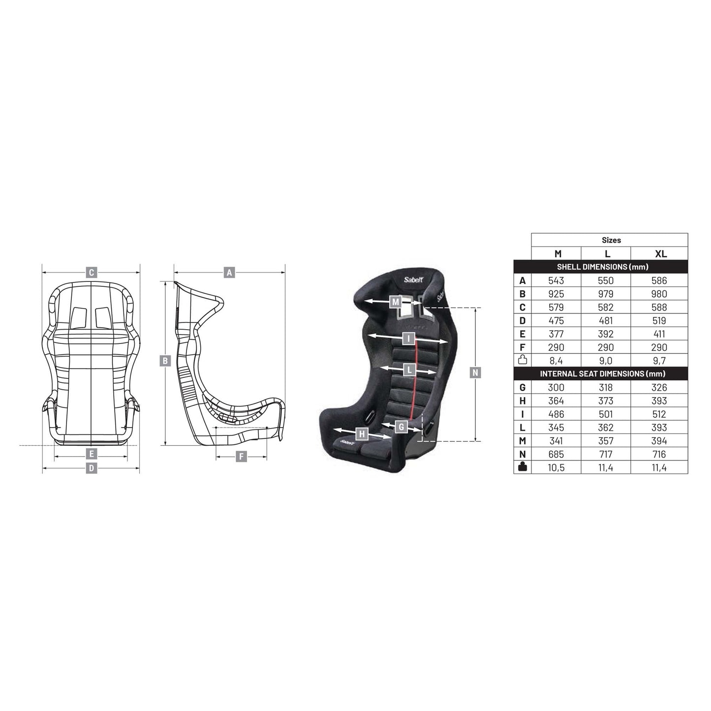 Sabelt Taurus Fiberglass Racing Seat