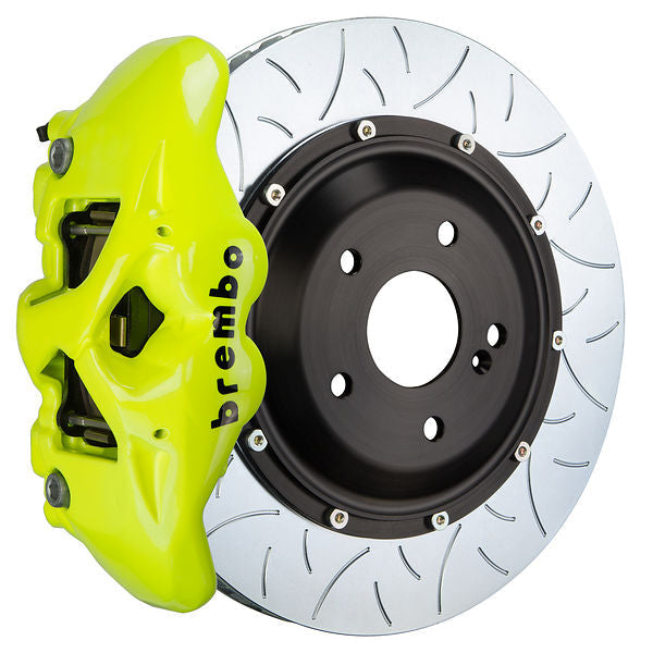 Brembo GT|BM rear brake kit for Porsche 991/992 Carrera – s caliper 4 piston 2 piece 345 380mm slotted Type 3 fluo yellow