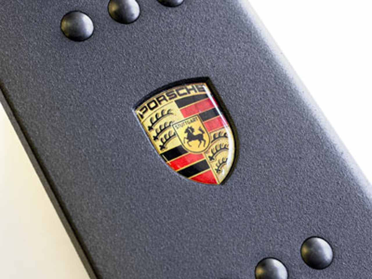 Rennline Dead Pedal - Rubber Grip - Porsche Dome Decal Crest - SKU# P59D