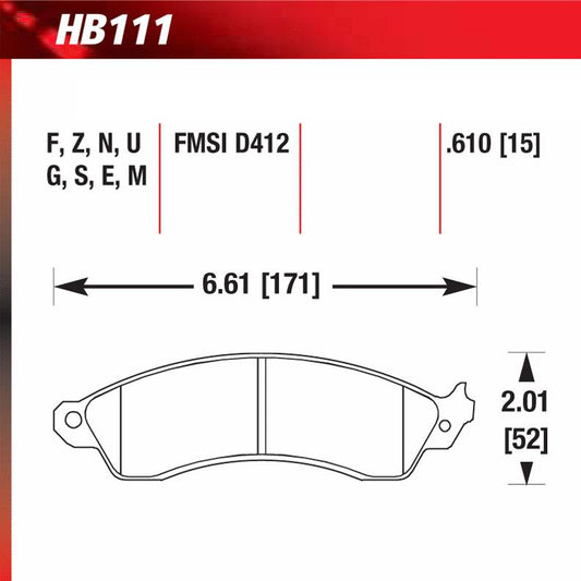 Hawk HB111E.610 Racing Pad - Blue Compound