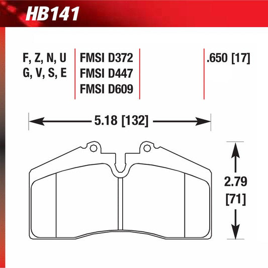 Hawk HB141E.650 Racing Pad - Blue Compound