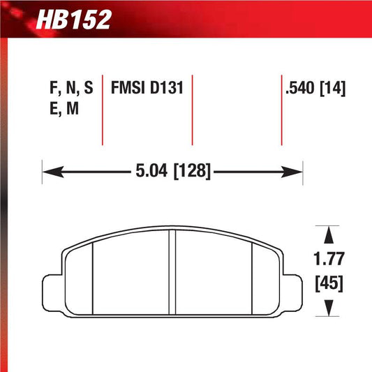 Hawk HB152M.540 Racing Pad - Black Compound