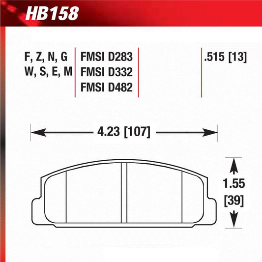 Hawk HB158M.515 Racing Pad - Black Compound