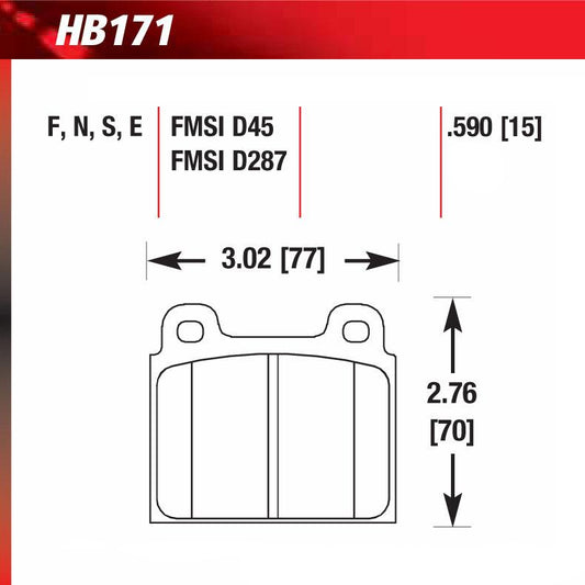 Hawk HB171E.590 Racing Pad - Blue Compound