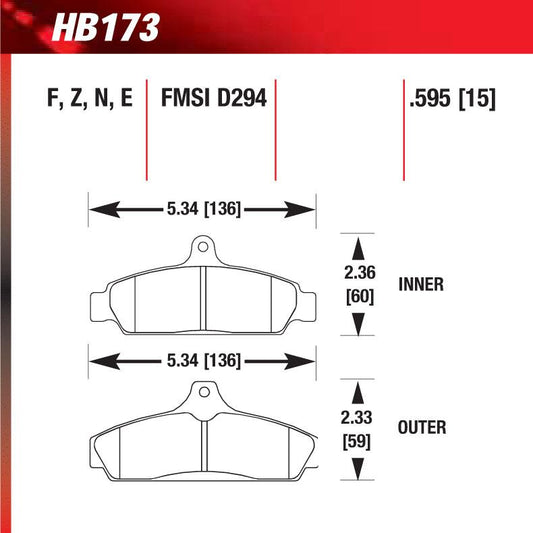 Hawk HB173E.595 Racing Pad - Blue Compound