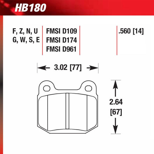 Hawk HB180W.560 Racing Pad - DTC-30 Compound