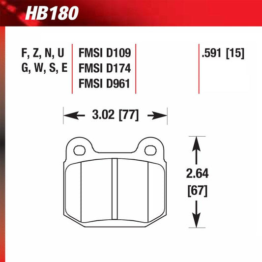 Hawk HB180E.591 Racing Pad - Blue Compound