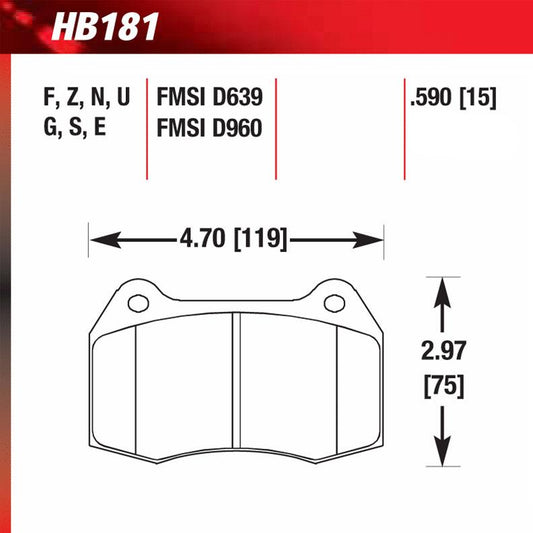 Hawk HB181G.590 Racing Pad - DTC-60 Compound