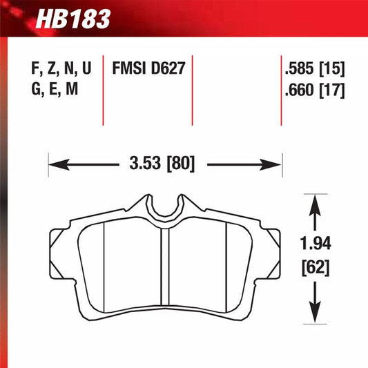 Hawk HB183E.585 Racing Pad - Blue Compound