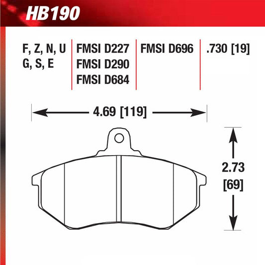 Hawk HB190E.730 Racing Pad - Blue Compound