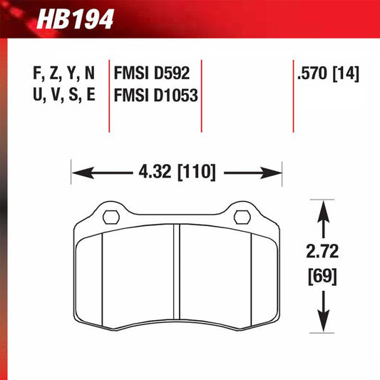 Hawk HB194E.570 Racing Pad - Blue Compound