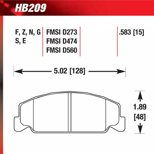 Hawk HB209E.583 Racing Pad - Blue Compound