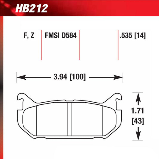 Hawk HB212E.535 Racing Pad - Blue Compound