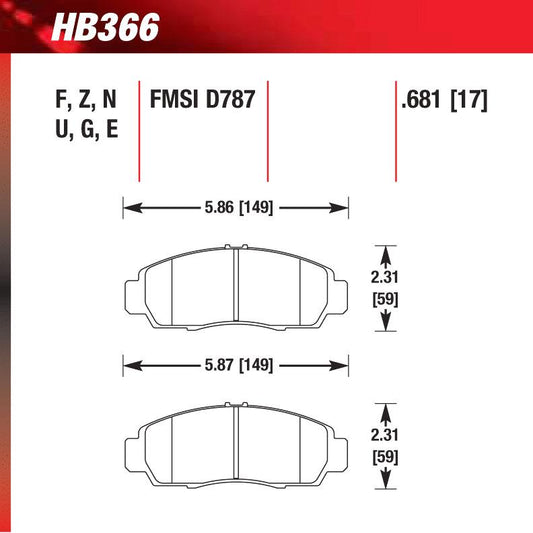 Hawk HB366W.681 Racing Pad - DTC-30 Compound