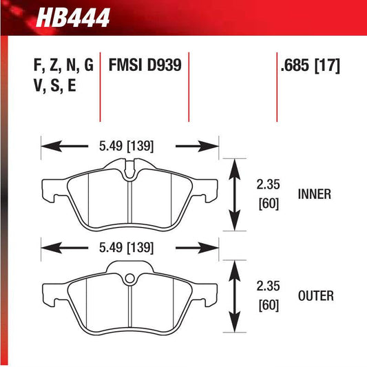 Hawk HB444E.685 Racing Pad - Blue Compound