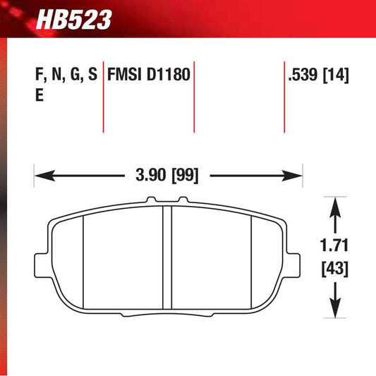 Hawk HB523S.539 Racing Pad - HT-10 Compound