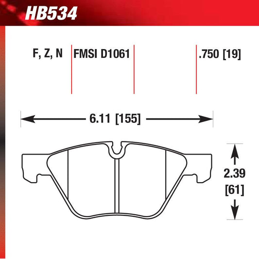 Hawk HB534U.750 Racing Pad - DTC-70 Compound