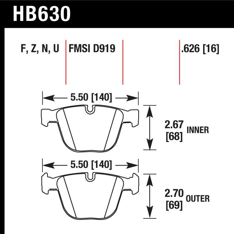 Hawk HB630N.626 Performance Pad - HP Plus Compound