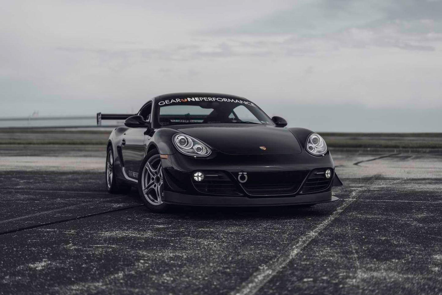 Verus V1X rear wing angle view - Porsche 987 Cayman