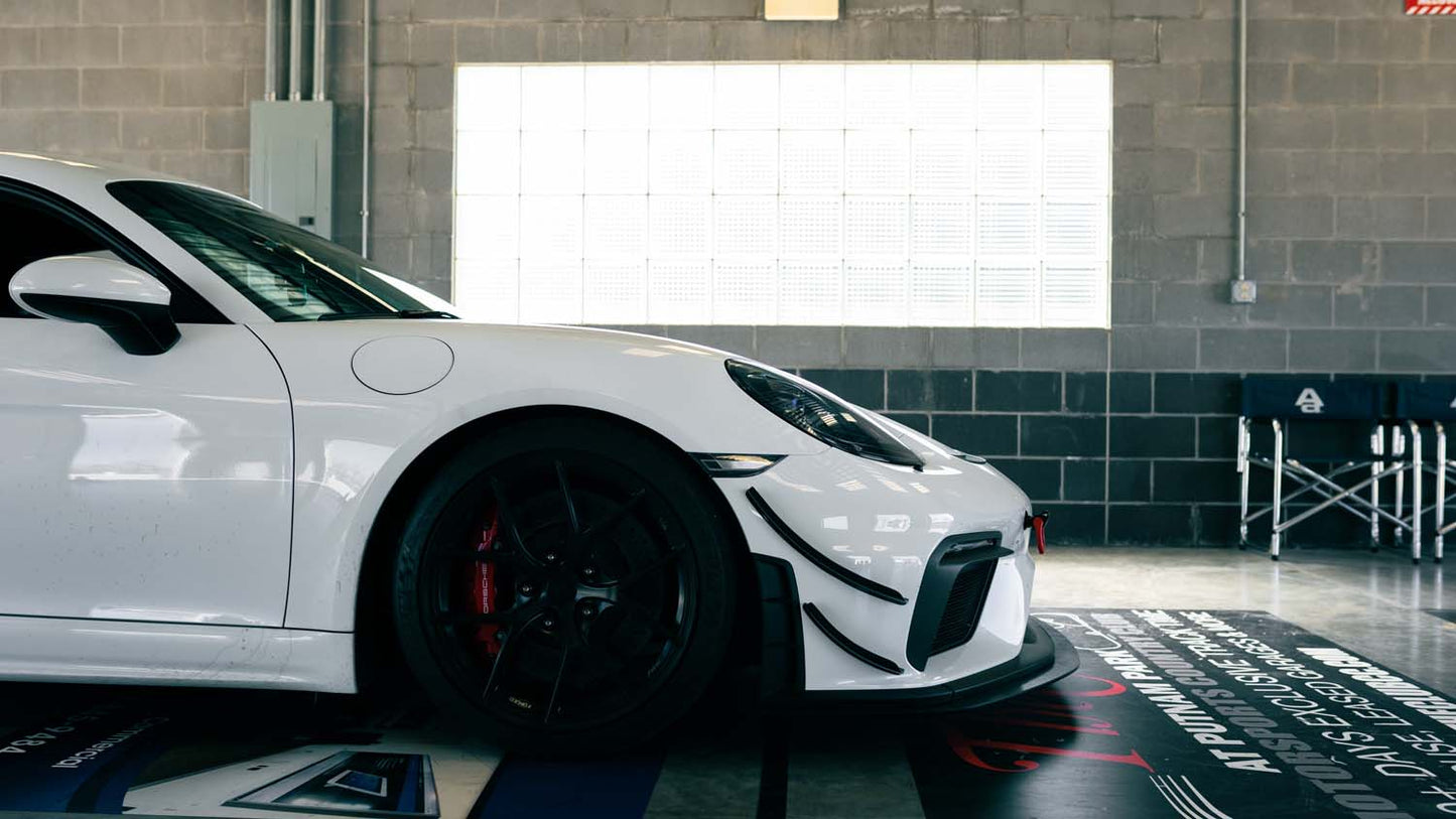Verus Engineering Front Splitter Kit - Porsche 718 GT4 installed