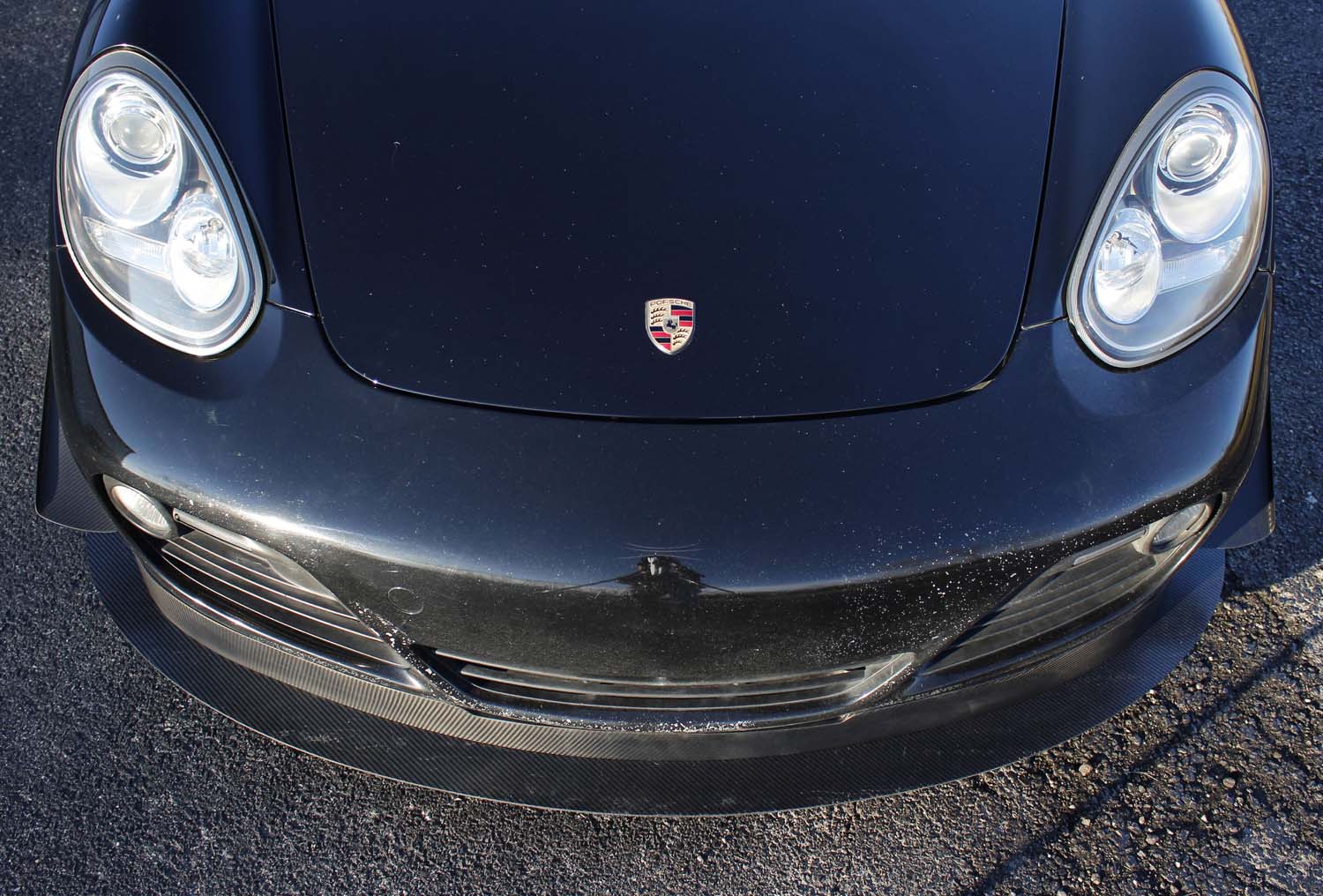 Verus front splitter angle view - Porsche 987.2 Cayman